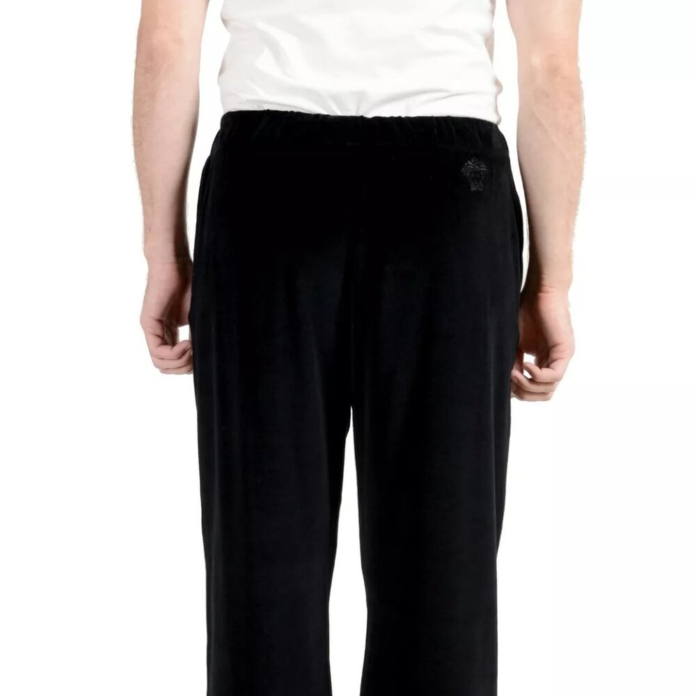 Versace Men's Black Velour Track Sweat Pants